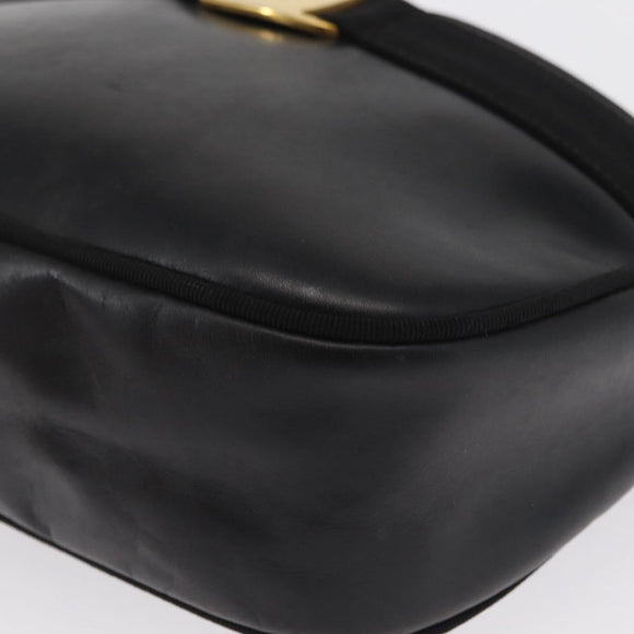 Salvatore Ferragamo Shoulder Bag Leather Black Gold Auth 164448