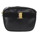 Salvatore Ferragamo Shoulder Bag Leather Black Gold Auth 164448-2