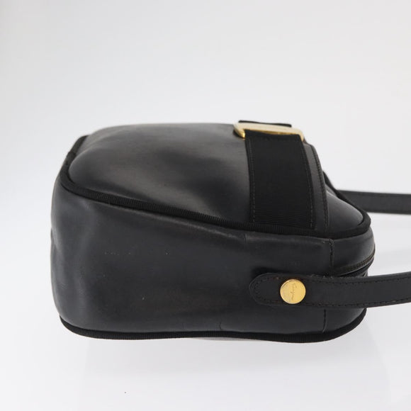 Salvatore Ferragamo Shoulder Bag Leather Black Gold Auth 164448