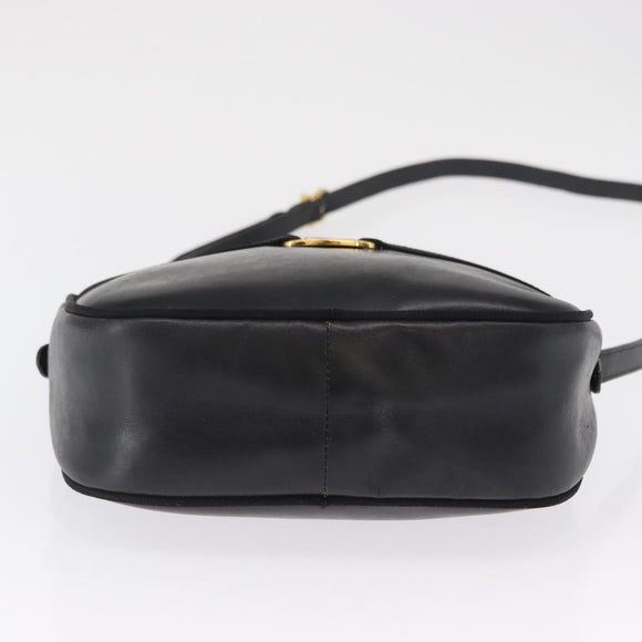 Salvatore Ferragamo Shoulder Bag Leather Black Gold Auth 164448
