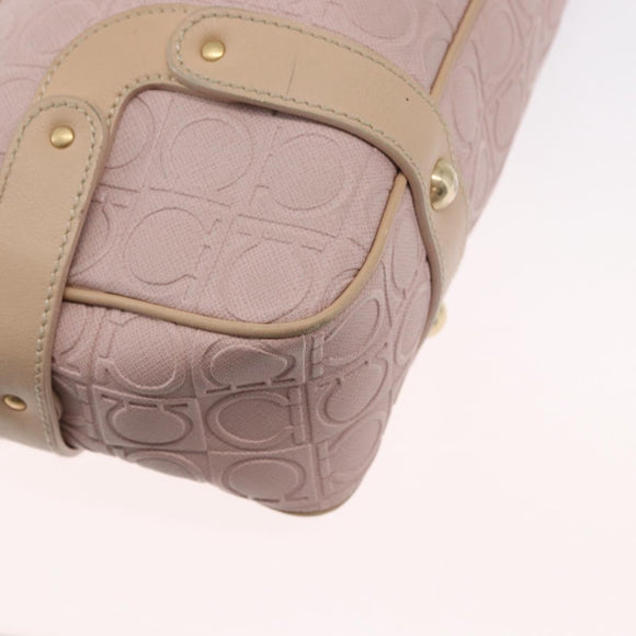 Salvatore Ferragamo Gancini Shoulder Bag Leather Pink Gold Auth 164449