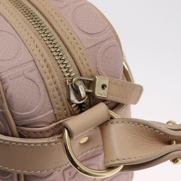 Salvatore Ferragamo Gancini Shoulder Bag Leather Pink Gold Auth 164449