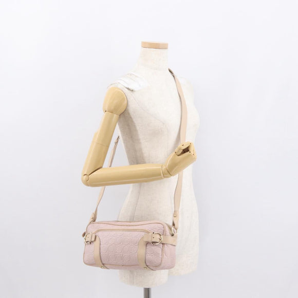 Salvatore Ferragamo Gancini Shoulder Bag Leather Pink Gold Auth 164449