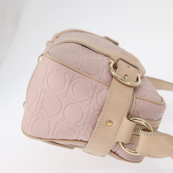 Salvatore Ferragamo Gancini Shoulder Bag Leather Pink Gold Auth 164449