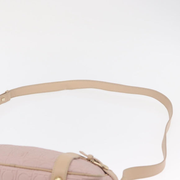 Salvatore Ferragamo Gancini Shoulder Bag Leather Pink Gold Auth 164449