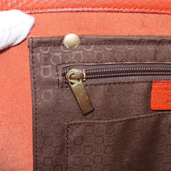 Salvatore Ferragamo Tote Bag Leather Orange Gold Auth 164450