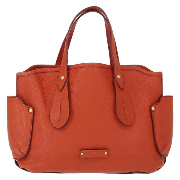 Salvatore Ferragamo Tote Bag Leather Orange Gold Auth 164450