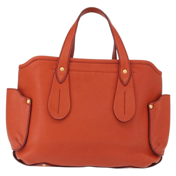 Salvatore Ferragamo Tote Bag Leather Orange Gold Auth 164450