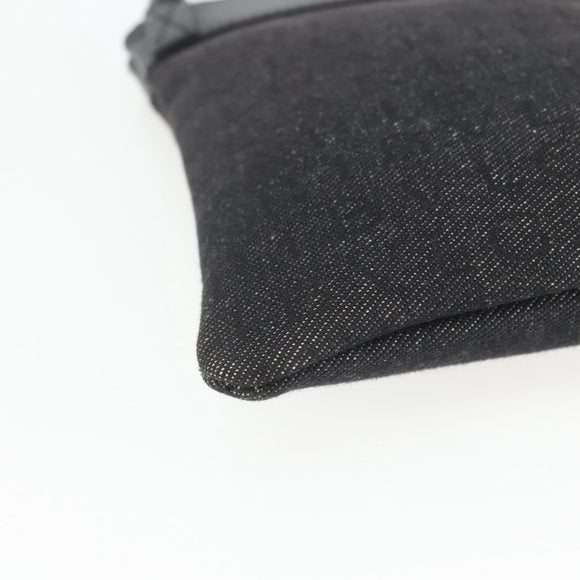 BVLGARI Logo Mania Shoulder Bag Canvas Leather Black Silver Auth 164451