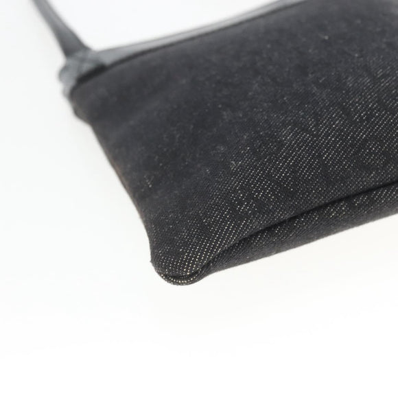 BVLGARI Logo Mania Shoulder Bag Canvas Leather Black Silver Auth 164451