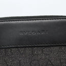 BVLGARI Logo Mania Shoulder Bag Canvas Leather Black Silver Auth 164451-14