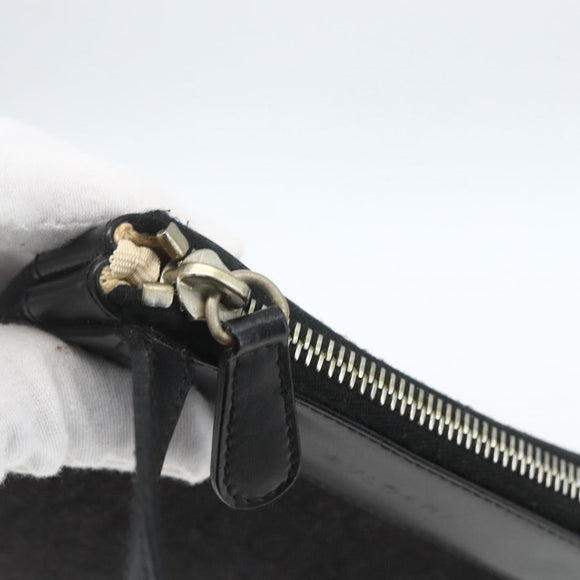 BVLGARI Logo Mania Shoulder Bag Canvas Leather Black Silver Auth 164451