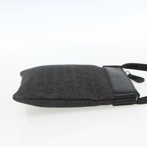 BVLGARI Logo Mania Shoulder Bag Canvas Leather Black Silver Auth 164451