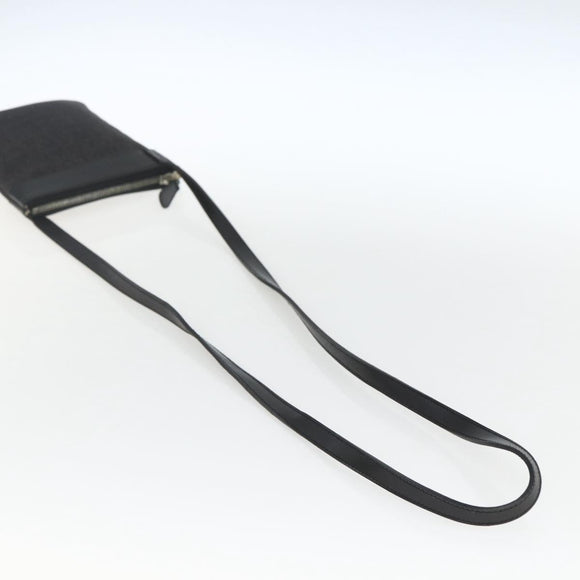 BVLGARI Logo Mania Shoulder Bag Canvas Leather Black Silver Auth 164451