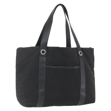 BVLGARI Logo Mania Tote Bag Canvas Black Silver Auth 164452
