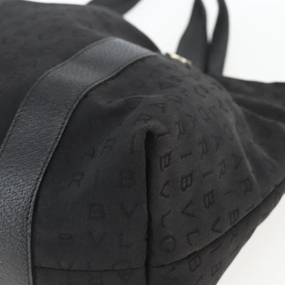 BVLGARI Logo Mania Tote Bag Canvas Black Silver Auth 164452