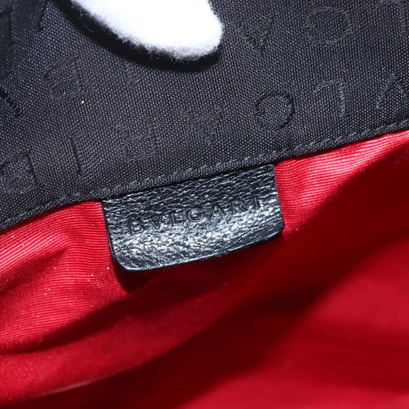 BVLGARI Logo Mania Tote Bag Canvas Black Silver Auth 164452