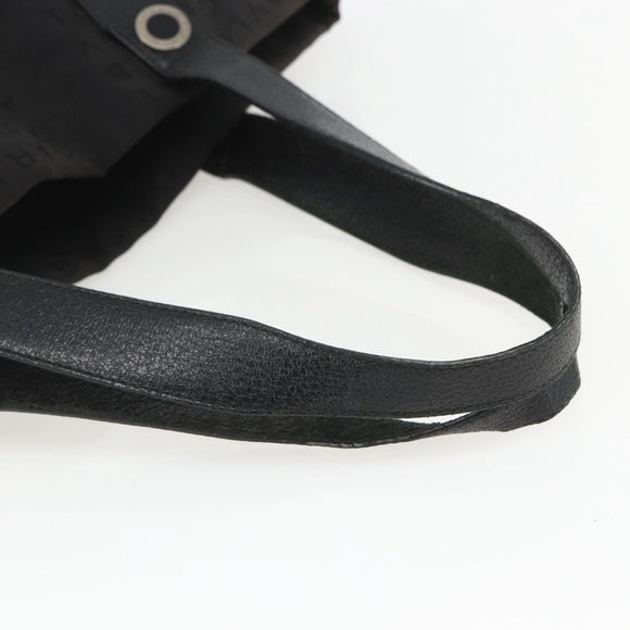 BVLGARI Logo Mania Tote Bag Canvas Black Silver Auth 164452