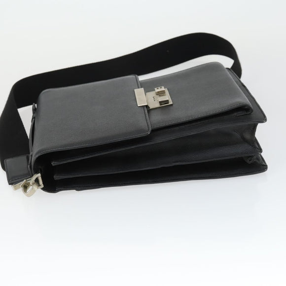 BALLY Shoulder Bag Leather Black Auth 164454