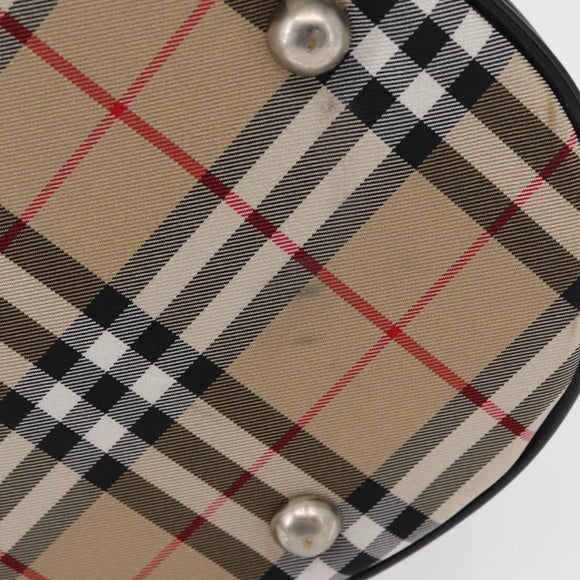 Burberrys Blue Label Tote Bag Nylon Brown Silver Auth 164455