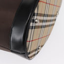 Burberrys Blue Label Tote Bag Nylon Brown Silver Auth 164455-13