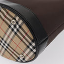 Burberrys Blue Label Tote Bag Nylon Brown Silver Auth 164455-14