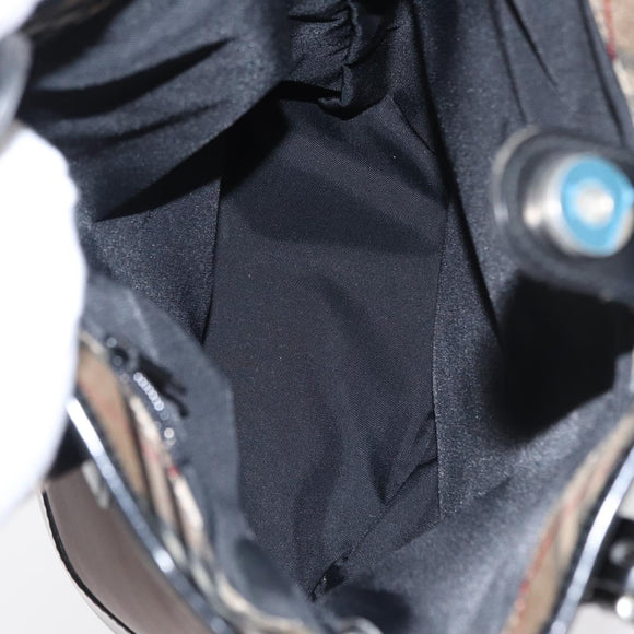 Burberrys Blue Label Tote Bag Nylon Brown Silver Auth 164455