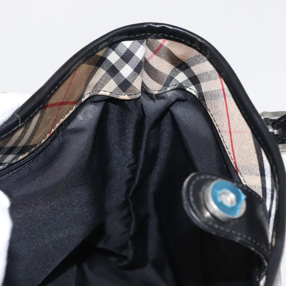 Burberrys Blue Label Tote Bag Nylon Brown Silver Auth 164455