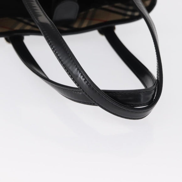 Burberrys Blue Label Tote Bag Nylon Brown Silver Auth 164455