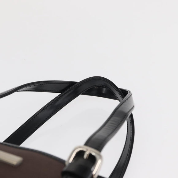 Burberrys Blue Label Tote Bag Nylon Brown Silver Auth 164455