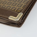 FENDI Zucchino Canvas Shoulder Bag Coated Canvas Brown Gold Auth 164456-9