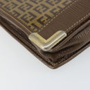 FENDI Zucchino Canvas Shoulder Bag Coated Canvas Brown Gold Auth 164456-14