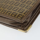 FENDI Zucchino Canvas Shoulder Bag Coated Canvas Brown Gold Auth 164456-15