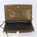 FENDI Zucchino Canvas Shoulder Bag Coated Canvas Brown Gold Auth 164456-10