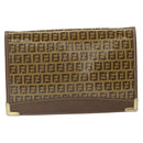 FENDI Zucchino Canvas Shoulder Bag Coated Canvas Brown Gold Auth 164456-13
