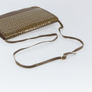 FENDI Zucchino Canvas Shoulder Bag Coated Canvas Brown Gold Auth 164456-7