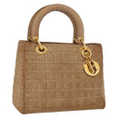 Christian Dior Canage Hand Bag Brown Gold Auth 164457-1