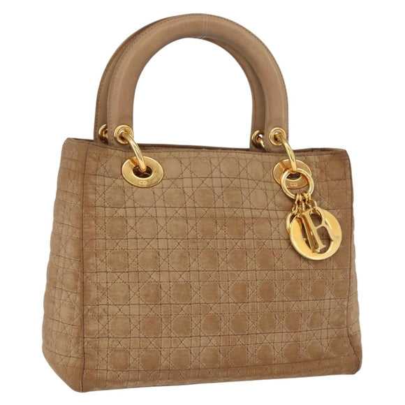 Christian Dior Canage Hand Bag Brown Gold Auth 164457