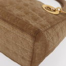 Christian Dior Canage Hand Bag Brown Gold Auth 164457-9