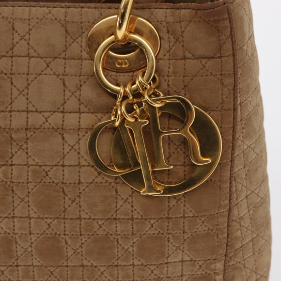 Christian Dior Canage Hand Bag Brown Gold Auth 164457
