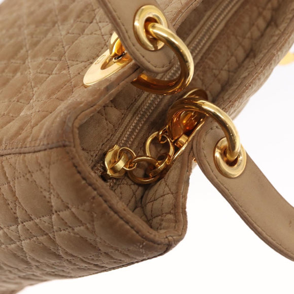 Christian Dior Canage Hand Bag Brown Gold Auth 164457