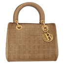 Christian Dior Canage Hand Bag Brown Gold Auth 164457-13