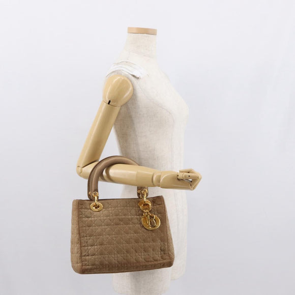 Christian Dior Canage Hand Bag Brown Gold Auth 164457