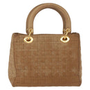 Christian Dior Canage Hand Bag Brown Gold Auth 164457-2