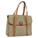 CELINE Macadam Canvas Hand Bag PVC Beige Gold Auth 164462-1