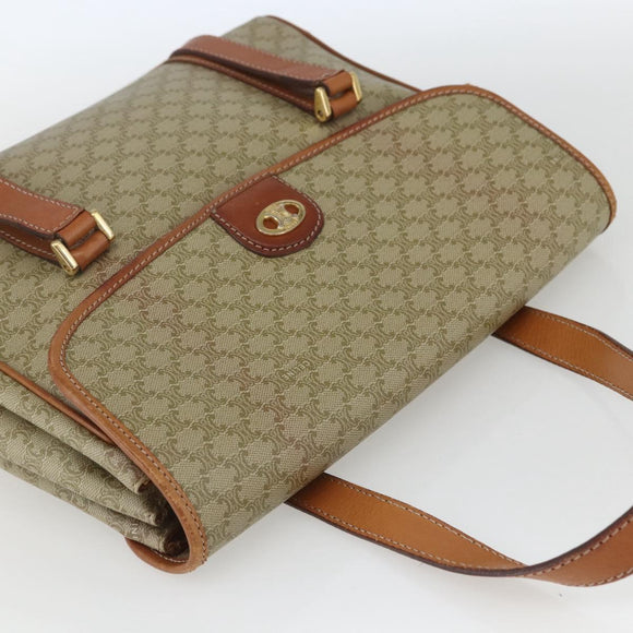 CELINE Macadam Canvas Hand Bag PVC Beige Gold Auth 164462