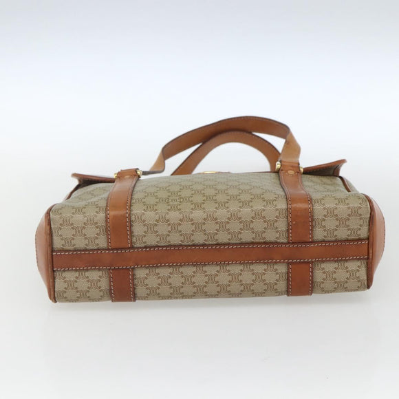 CELINE Macadam Canvas Hand Bag PVC Beige Gold Auth 164462