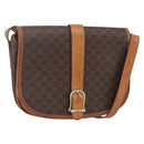 CELINE Macadam Canvas Shoulder Bag PVC Leather Brown Gold Auth 164463-1