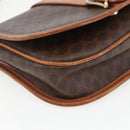 CELINE Macadam Canvas Shoulder Bag PVC Leather Brown Gold Auth 164463-14