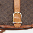 CELINE Macadam Canvas Shoulder Bag PVC Leather Brown Gold Auth 164463-10